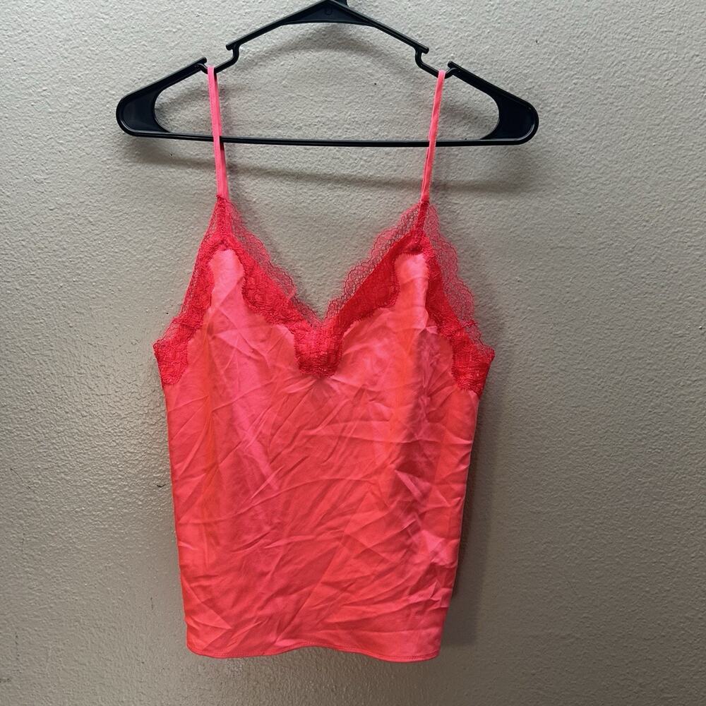 Victoria's Secret Hot Pink Lace Trim Cami Tank Top XS Y2K Kawaii Fairy Coquette‎